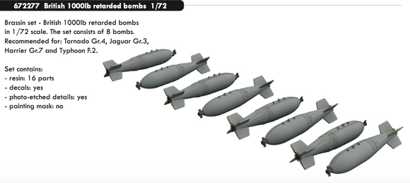 ED672277 1/72 British 1000lb retarded bombs.