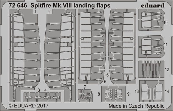 ED72646 Eduard 1/72Supermarine Spitfire Mk.VIII landing flaps (Eduard kits)