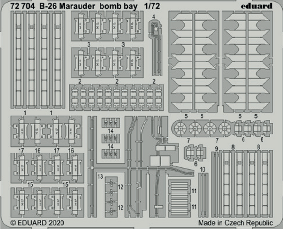 ED72704 Eduard 1/72 Martin B-26 Marauder bomb bay (Eduard and Hasegawa kits)