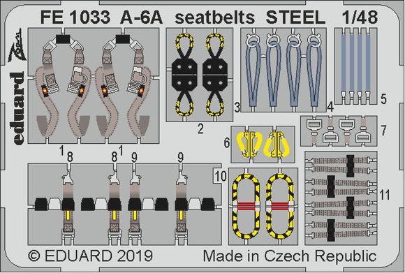 EDFE1033 Eduard 1/48 Grumman A-6A Intruder seatbelts STEEL (Hobby Boss kits)