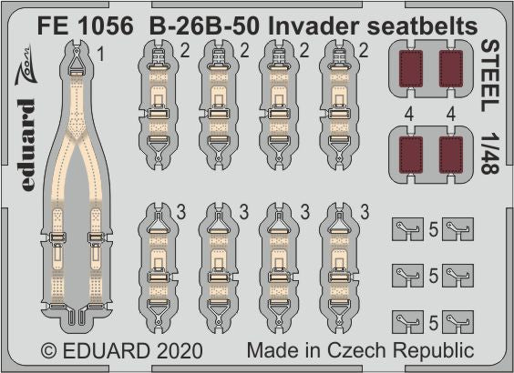EDFE1056 Eduard 1/48 Douglas B-26B-50 Invader seatbelts STEEL (ICM kits)