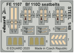 EDFE1107 Eduard 1/48 Messerschmitt Bf-110D seatbelts STEEL (Dragon kits)