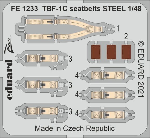 EDFE1233 Eduard 1/48Grumman TBF-1C Avenger seatbelts STEEL 1/48 (designed to be used with Academy,Accurate Miniatures and Italeri kits)