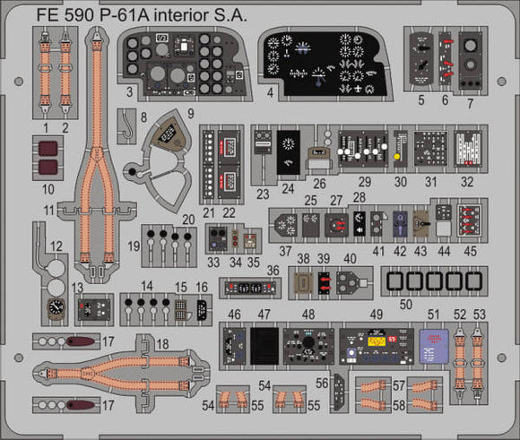 EDFE590 Eduard 1/48 P-61A Interior   S.A. (Great Wall Hobby L-4802)