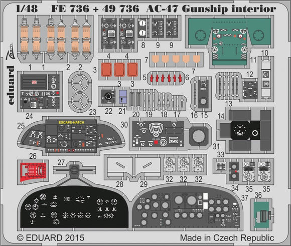 EDFE736 Eduard 1/48 AC-47 Gunship Interior (Revell)