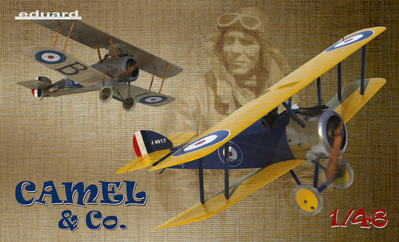 EDK11151 Eduard 1/48 Camel & Co  Limited edition kit of British WWI fighter aircraft Sopwith F.1 Camel in scale with two Biggles fictional