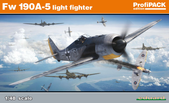 Eduard kits EDK82143 1/48 Description:BACK IN STOCK BUT NOW FINISHED!!! Focke-Wulf Fw-190A-5 light fighter ProfiPACK edition kit