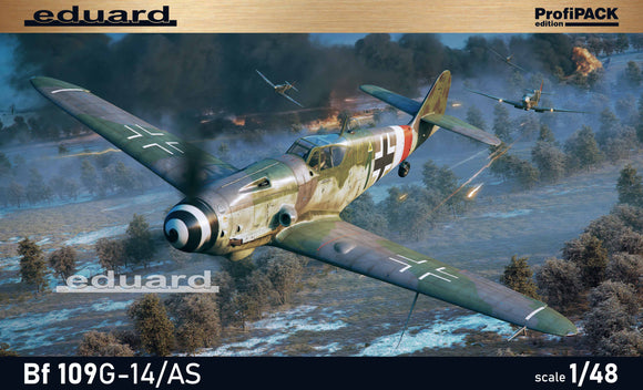 Eduard kits EDK82162 Messerschmitt Bf-109G-14/AS ProfiPACK edition kit of German fighter plane Bf-109G-14/AS in 1/48 scale.