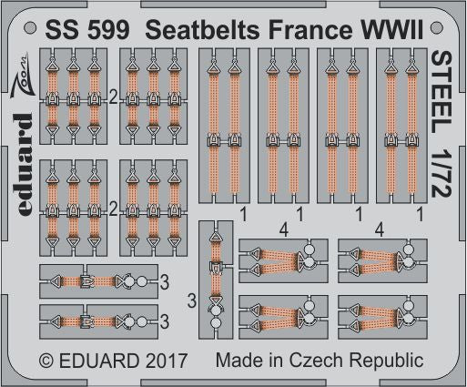 EDSS599 Eduard 1/72  Seatbelts France WWII STEEL
