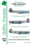 EXED48007 Exito Decals 1/48  “Yak Attack" and includes markings for three striking Yak-1b fighters: