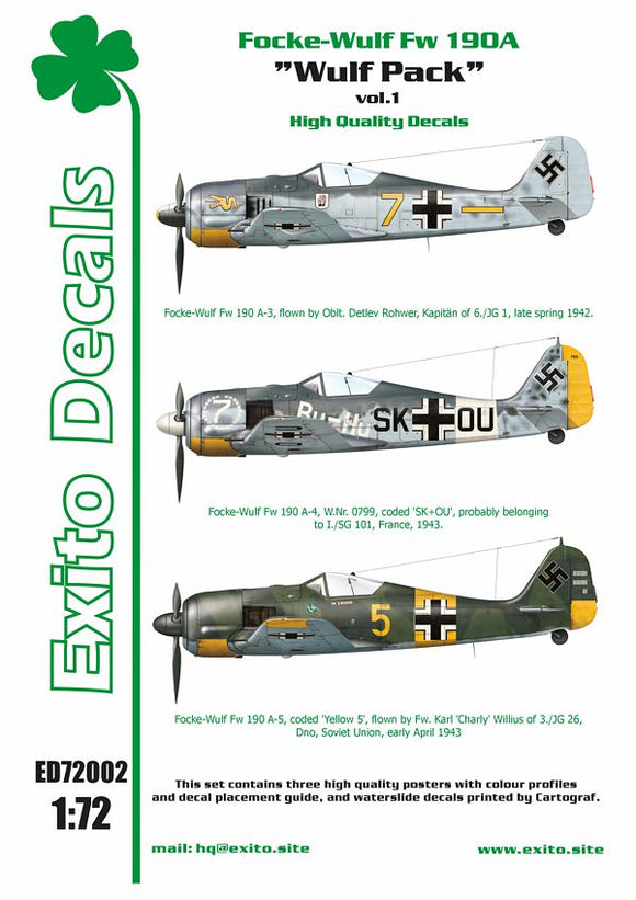 EXED72002 Exito Decals 1/72 Focke-Wulf Fw-190A-3