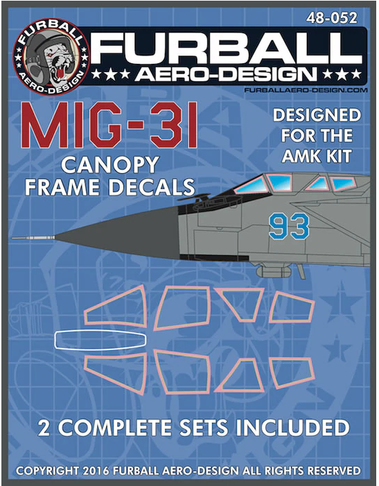 FBD48-052 Furball Aero Design 1/48 MiG-31 Canopy Seals (AMK Kit)