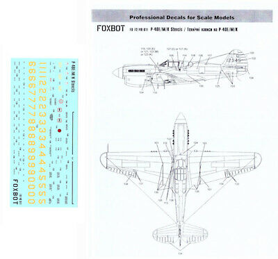 FBOT48011 Foxbot  1/48 Curtiss P-40E/P-40M/P-40K Stencils