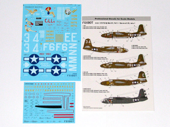FBOT48019 Foxbot  1/48 Douglas A-20 Pin-Up Nose Art and stencils, Part I
