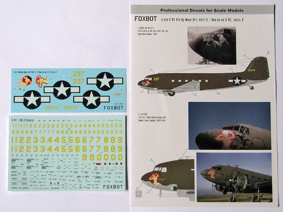 FBOT72018 Foxbot  1/72 Pin-Up Nose Art Douglas C-47 and Stencils, Part 2 (for Airfix, Italeri, ESCI, Revell kits)