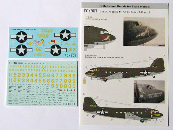 FBOT72019 Foxbot  1/72 Pin-Up Nose Art Douglas C-47 and Stencils, Part 3 (for Airfix, Italeri, ESCI, Revell kits)