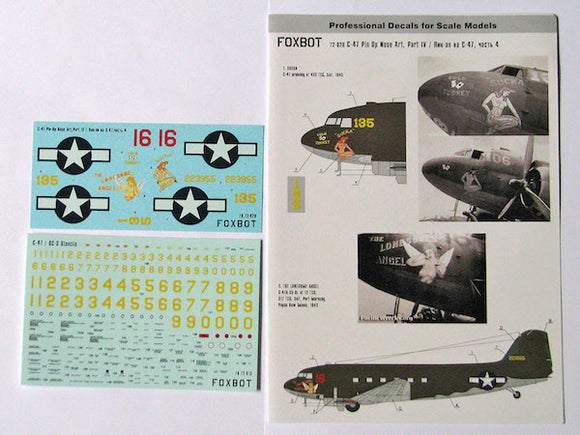 FBOT72020 Foxbot  1/72 Pin-Up Nose Art Douglas C-47 and Stencils, Part 4 (for Airfix, Italeri, ESCI, Revell kits)