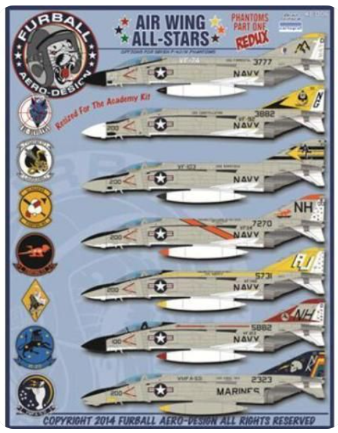 FD-48006 Furball Aero Design 1/48 Air Wing All-Stard Phantoms Pt I (Academy)