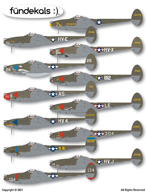FD48030 Fundekals 1/48 P-38 E/F/G