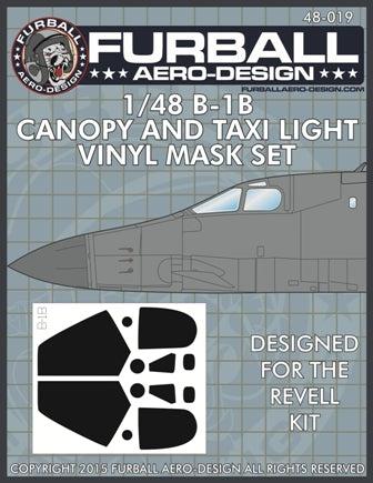 FMS-019 Furball Aero Design 1/48 Rockwell B-1B Lancer Canopy and Taxi Light masks (Revell kits)