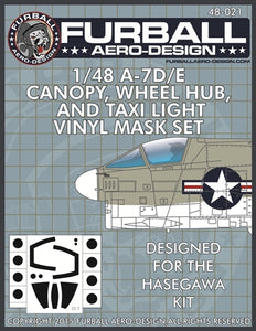 FMS-021 Furball Aero Design 1/48 Vought A-7D/E Corsair Canopy, Wheel Hub, & Taxi Light masks (Hasegawa kits)[A-7E]