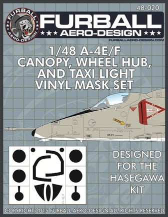 FMS-020 Furball Aero Design 1/48 Douglas A-4E/F Skyhawk Canopy, Wheel Hub, & Taxi Light masks (Hasegawa kits)[A-4F]