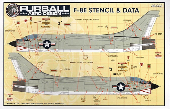 FSD-48044 Furball Aero-Design 1/48 F-8E Stencil & Data