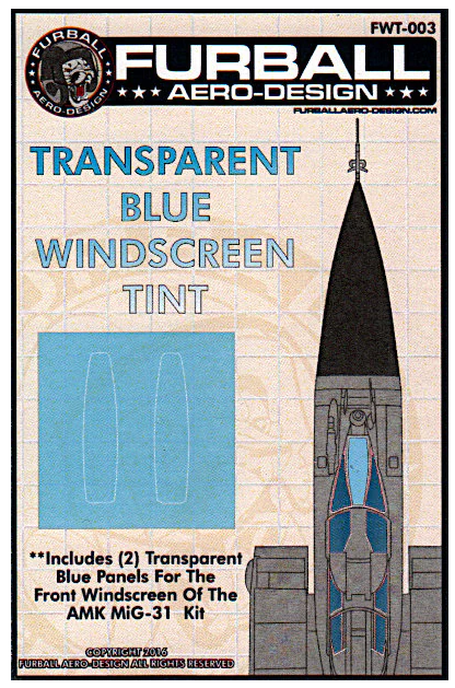 FWT-003 Furball Aero Design 1/48 MiG-31 transparent blue windscreen tint for AMK