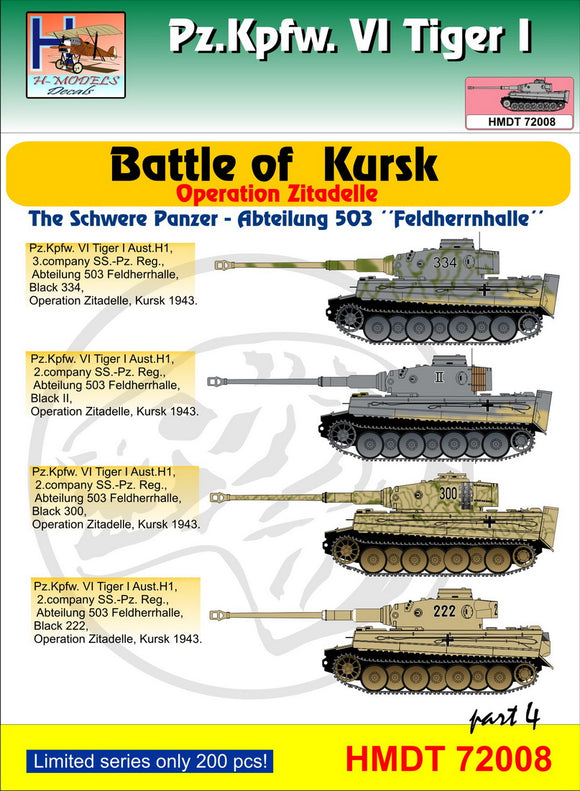 HMT72008 H-Model Decals 1/72 Pz.Kpfw.VI Tiger I Battle of Kursk (Schwere Pz. Abt.503 