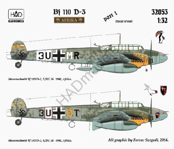 HUN32053 HAD Models 1/32 Messerschmitt Bf-110 Africa HUN32053 HAD Models 1/32 Messerschmitt Bf-110 Africa HUN32053 HAD Models 1/32 Messerschmitt Bf-110 Africa