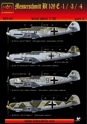 HUN48149 HAD Models 1/48 Messerschmitt Bf-109E-1/Bf-109E-3/Bf-109E-4