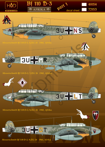 HUN48154 HAD Models 1/48 Messerschmitt Bf-110D-3/E-2 