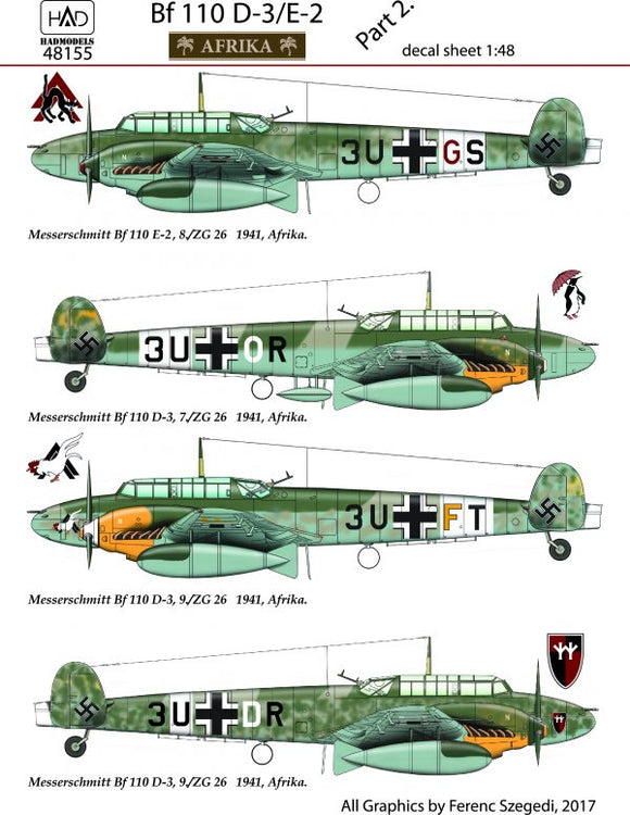 HUN48155 HAD Models 1/48 Messerschmitt Bf-110D-3/Bf-110E-2 