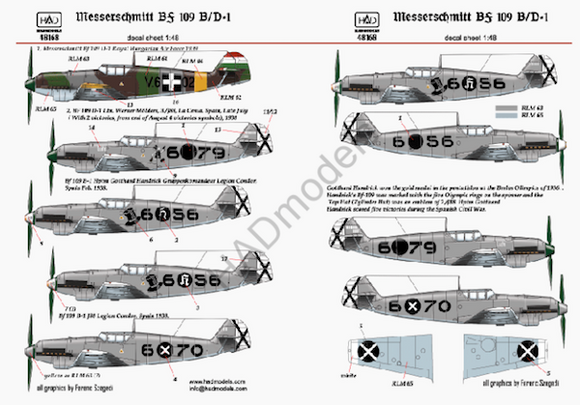 HUN48168 HAD Models 1/48 Messerschmitt Bf-109B/Bf-109D
