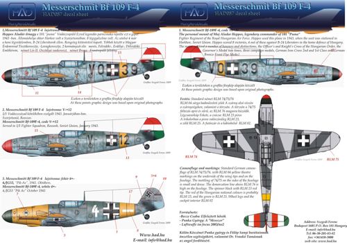 HUN72087 HAD Models 1/72 Messerschmitt Bf-109F-4 M ( Hungarian V0+39 Alad