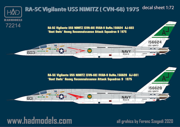 HUN72214 Had Models 1/72 North-American RA-5C Vigilante 1 / USS Nimitz with full stencil