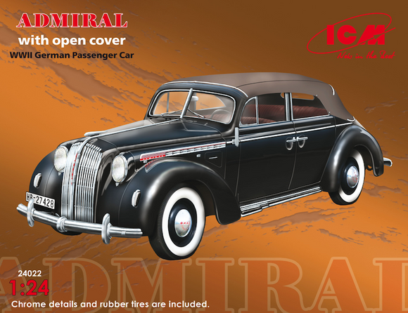 ICM24022 ICM 1/24 Admiral Cabriolet with open cover, WWII German Passenger Car