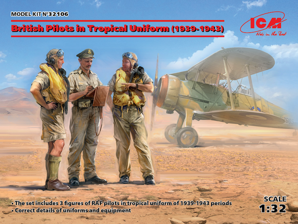 ICM32106 ICM 1/32 British Pilots in Tropical Uniform (1939-1943) (3 figures) (100% new molds)