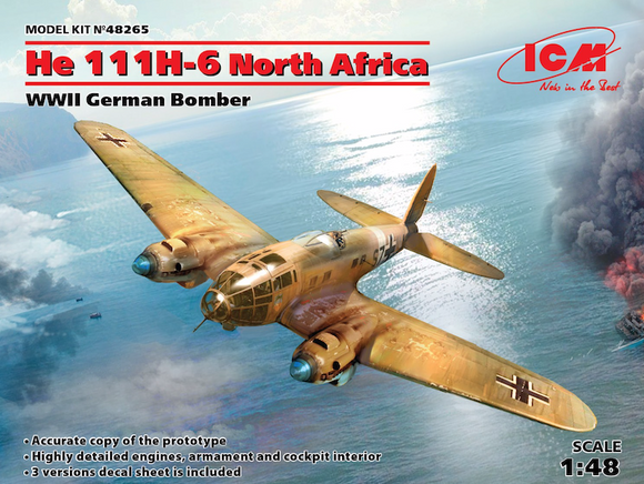 ICM48265 ICM 1/48 Heinkel He-111H-6 North Africa, WWII German Bomber