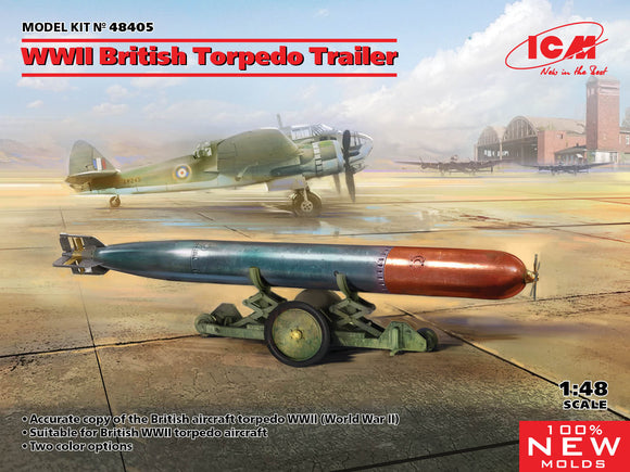 ICM ICM48405 1/48 WWII British Torpedo and Trailer (100% new molds) (designed to be used with ICM kits) [Bristol Beaufort Mk.I]