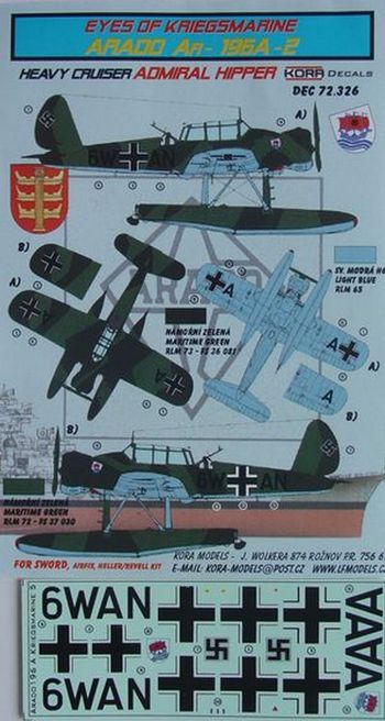 KORD72326 Kora 1/72 Arado Ar-196A-2 (ADMIRAL HIPPER) (Airfix, Encore, Heller and Revell kits)