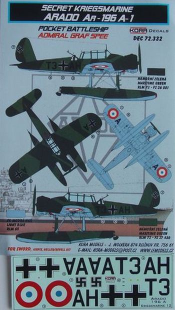 KORD72332 Kora 1/72 Arado Ar-196A-1 (ADMIRAL GRAF SPEE) (Airfix, Encore, Heller and Revell kits)
