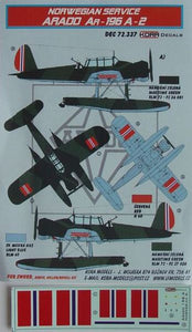 KORD72337 Kora 1/72 Arado Ar-196A-2 (Norwegian Service) (Airfix, Encore, Heller and Revell kits)