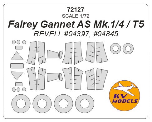 KV72127 KV Model 1/72 Fairey Gannet AS Mk.1/4 / T5 + wheels masks ( Revell RV04397, RV04845 kits)