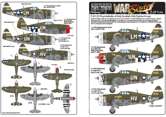 KW172209 Kits-World 1/72 Republic P-47C/D Thunderbolts of Hub Zemke’s 56th Fighter Group