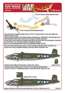 KW148113 Kits- World 1/48 Hannover Street Mitchells. North-American B-25J-25 Mitchells 430210 8U "Big Bad Bonnie" N9455Z (USAAF No 44-30210) - B-25J-20 151724 "Brenda"s Boys" N86427 (USAAF No 44-29121)