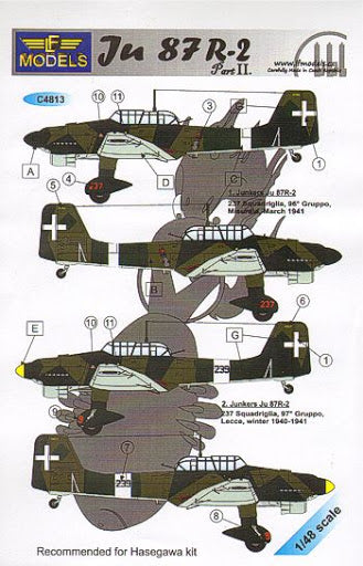 LFMC4813 LF Models 1/48 Junkers Ju-87R-2 'Stuka' Pt 2. Red 237, 237 Squadrigilia 1941; Black 239, 237 Squadrigilia 1940, Italian Air Force