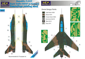 LFMM4873 LF Models 1/48 North-American F-100F Super Sabre USAF in Vietnam camouflage pattern paint mask type 2 (Esci, Monogram and Trumpeter)