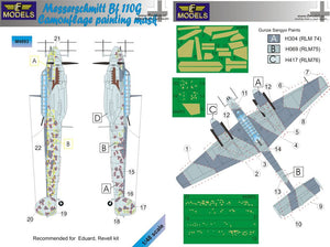 LFMM4893 1/48 Messerschmitt Bf-110G Camouflage pattern paint mask (designed to be used with Eduard, and Revell kits)