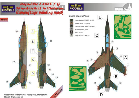LFMM7272 LF Models 1/72 Republic F-105F/G Thunderchief camouflage pattern paint mask